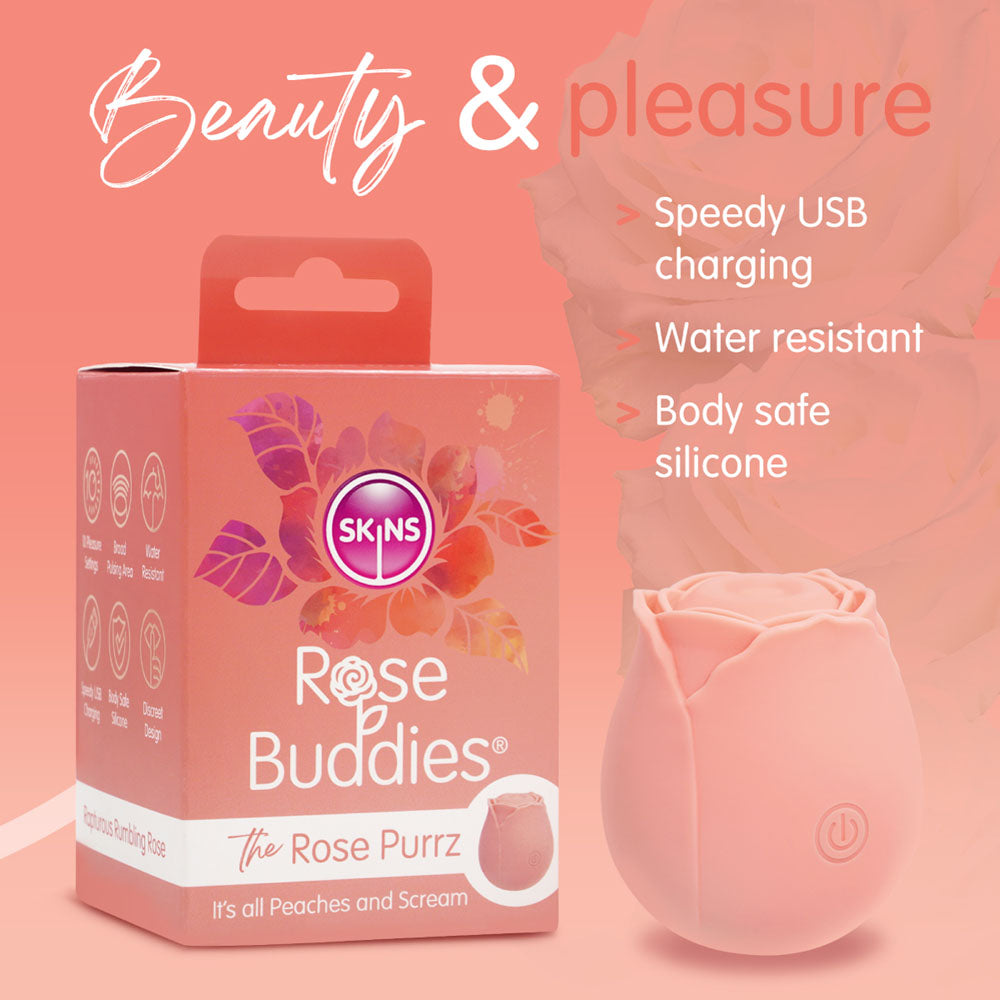 Skins Rose Buddies The Rose Purrz Light Pink Usb Rechargeable Pulsing Rose Stimulator