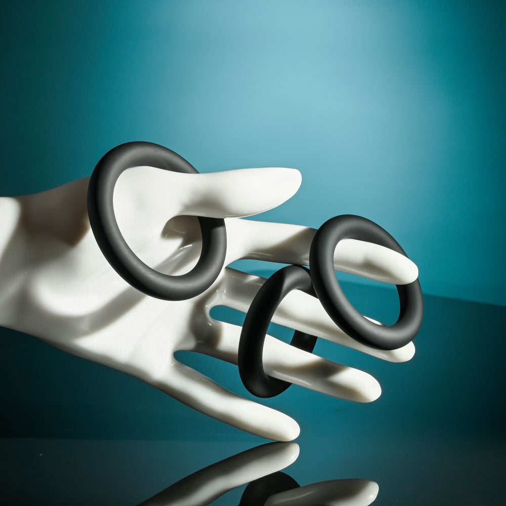 Selopa 3 Ring Circus Black Cock Rings Set Of 3 Sizes