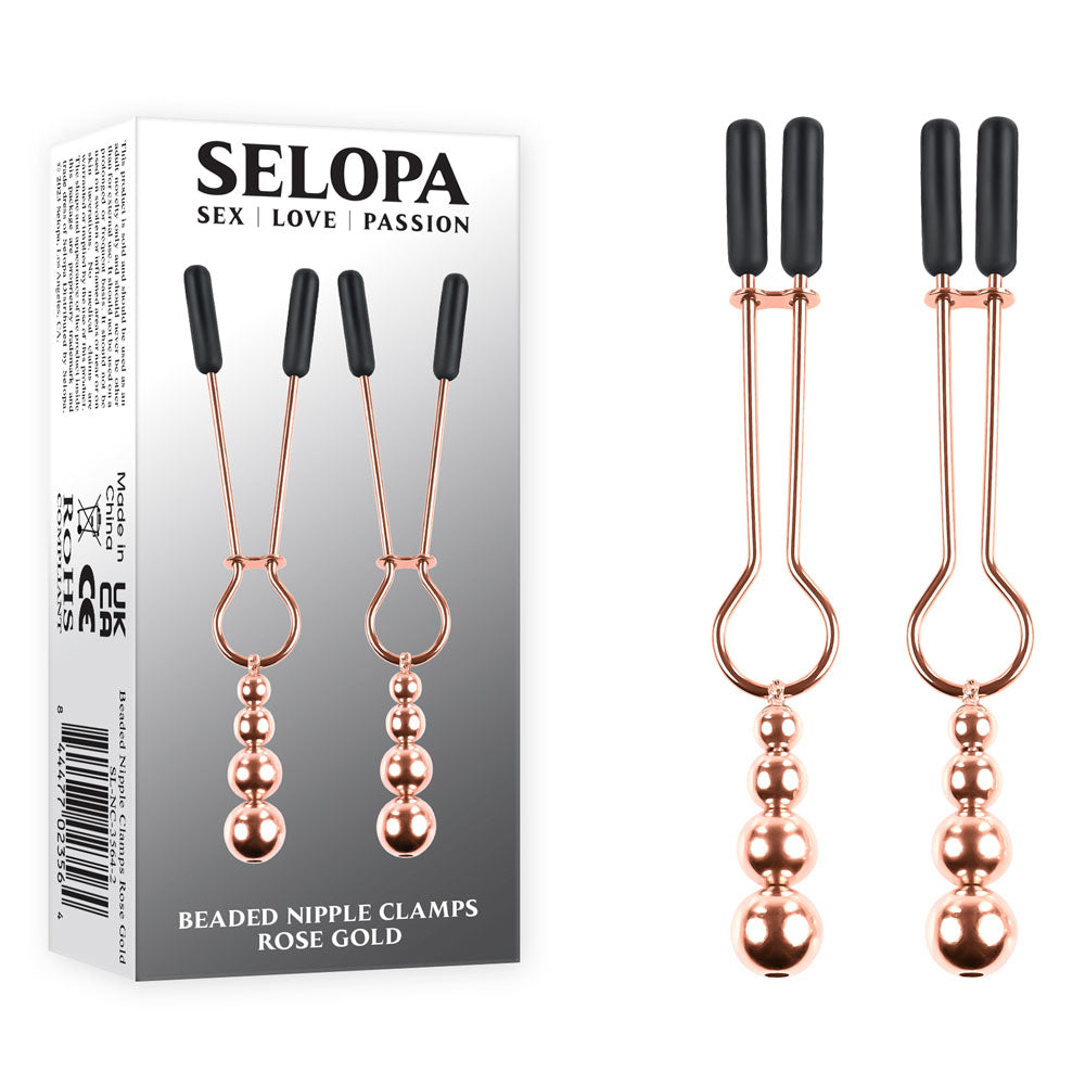 Selopa Beaded Nipple Clamps Rose Gold Rose Gold Nipple Clamps Set Of 2