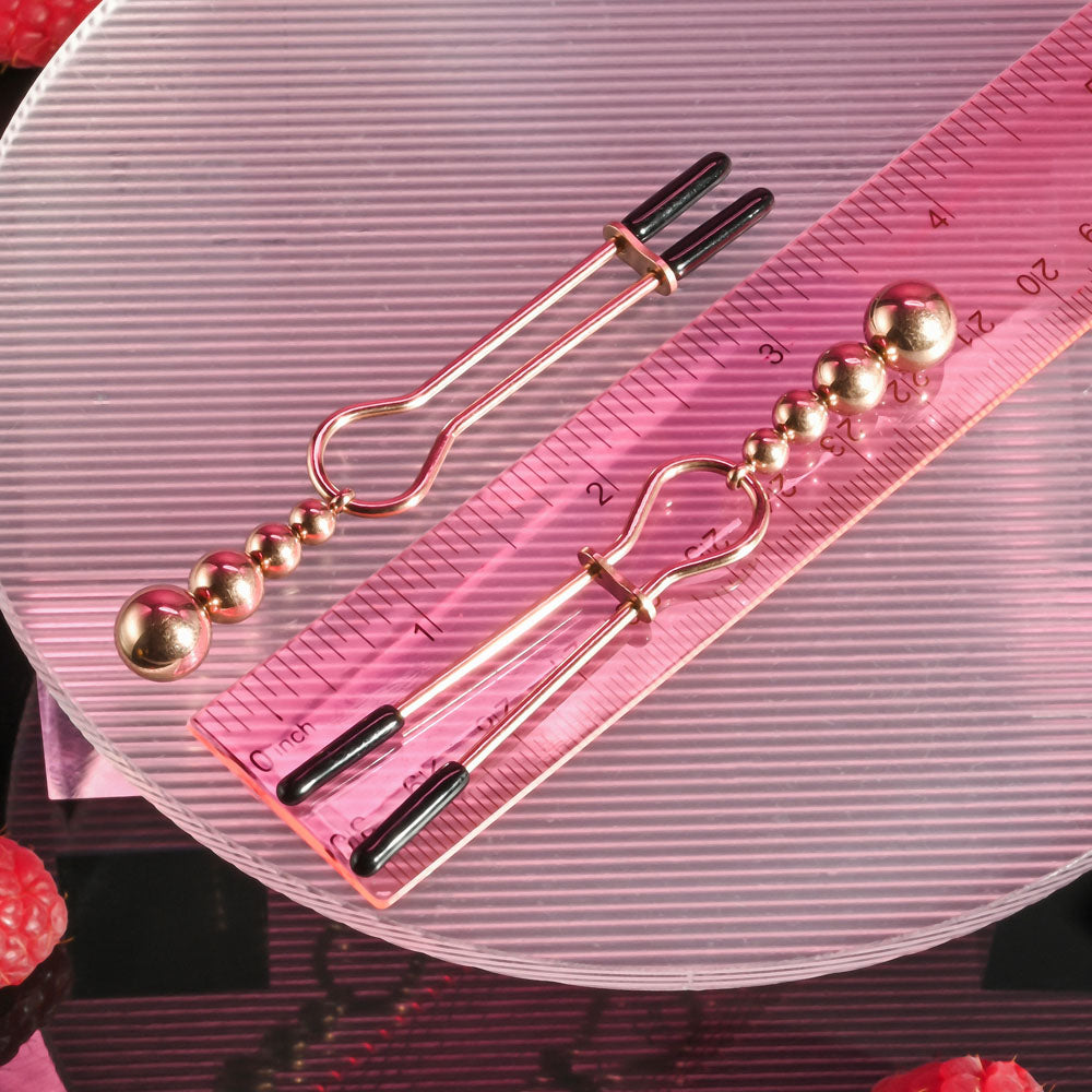 Selopa Beaded Nipple Clamps Rose Gold Rose Gold Nipple Clamps Set Of 2