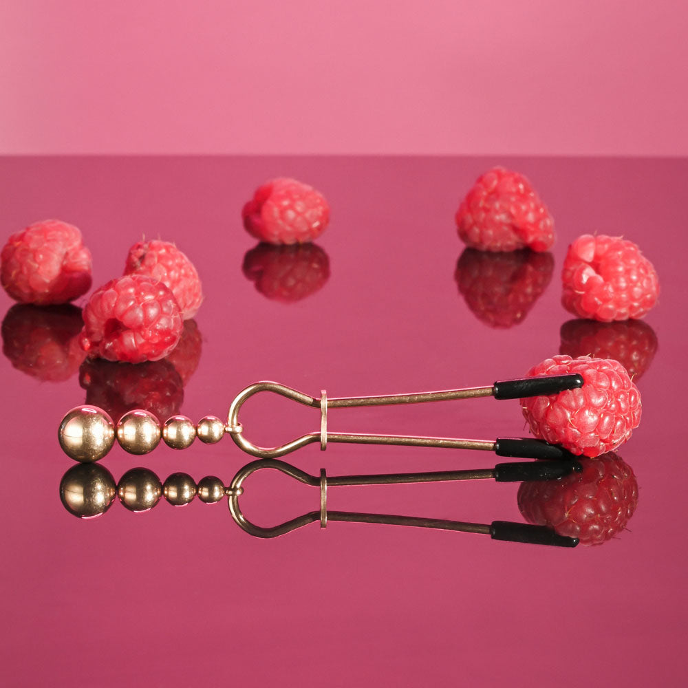 Selopa Beaded Nipple Clamps Rose Gold Rose Gold Nipple Clamps Set Of 2