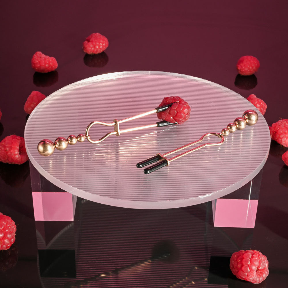 Selopa Beaded Nipple Clamps Rose Gold Rose Gold Nipple Clamps Set Of 2