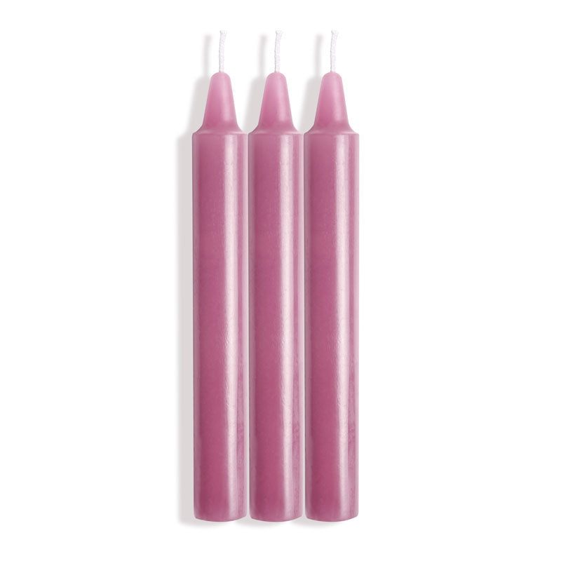La Cire Drip Pillar Candles Violet Violet Drip Candles Set Of 3