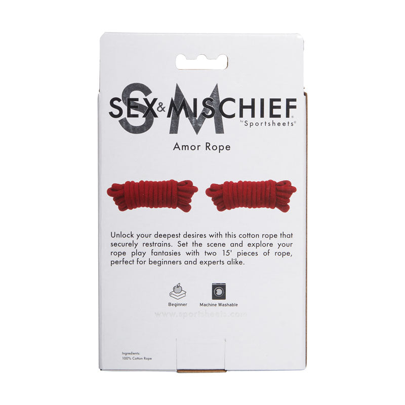 Sex & Mischief Amor Rope 2 Red Bondage Ropes 4.5 M Lengths
