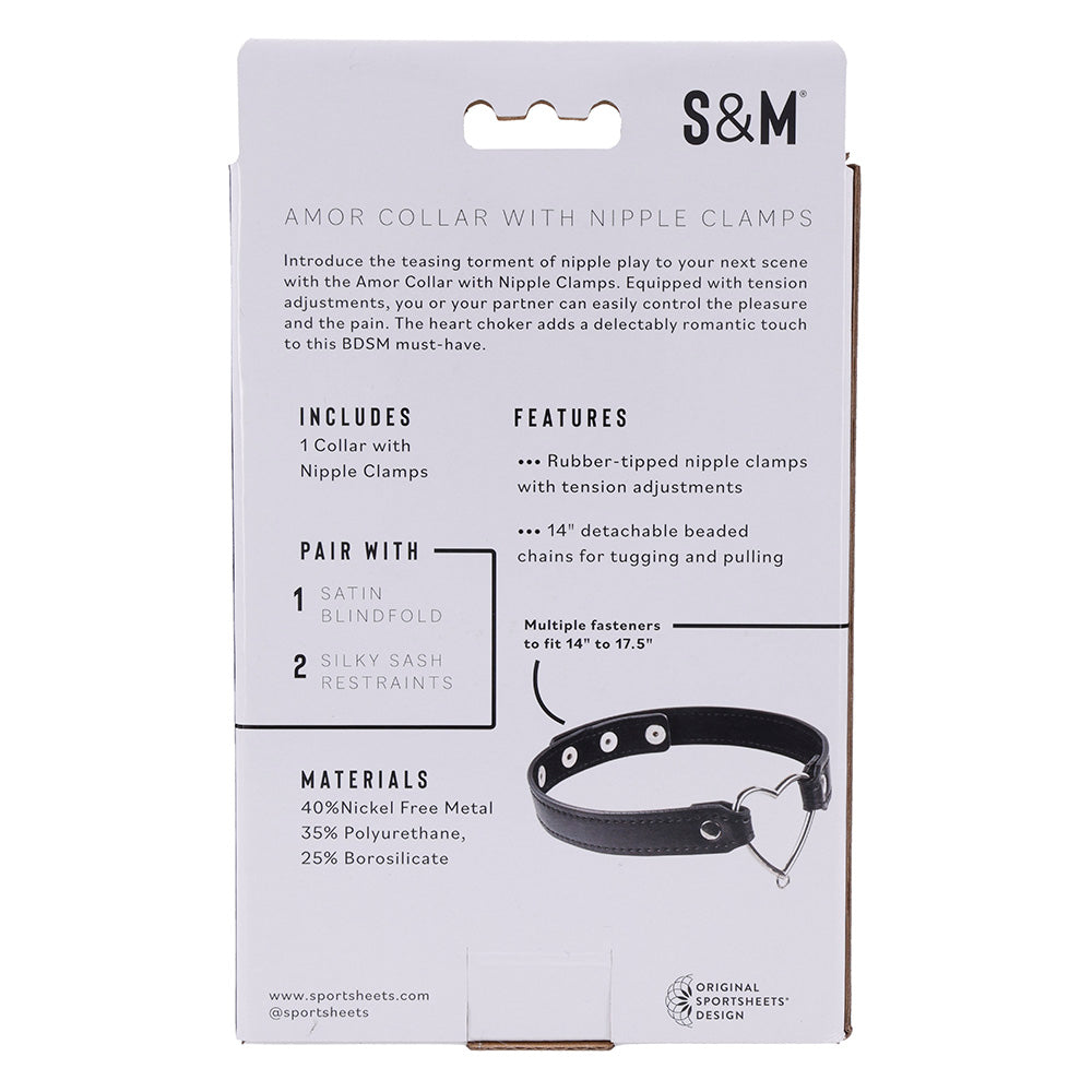 Sex & Mischief Amor Collar With Nipple Clamps Metal Restraints