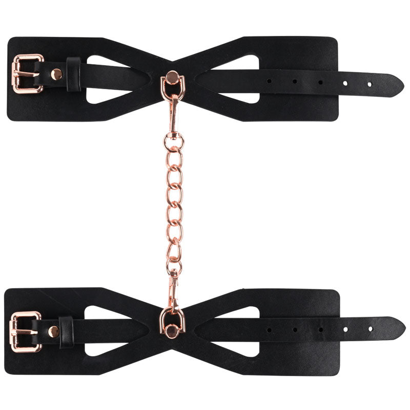 Sex & Mischief Brat Handcuffs Black/Rose Gold Restraints