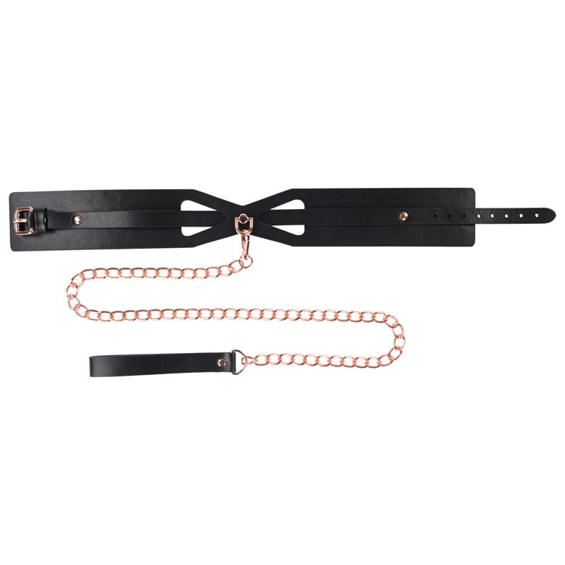 Sex & Mischief Brat Collar & Leash Rose Gold/Black Restraint
