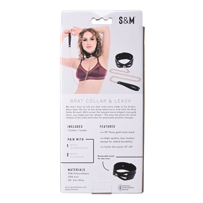 Sex & Mischief Brat Collar & Leash Rose Gold/Black Restraint