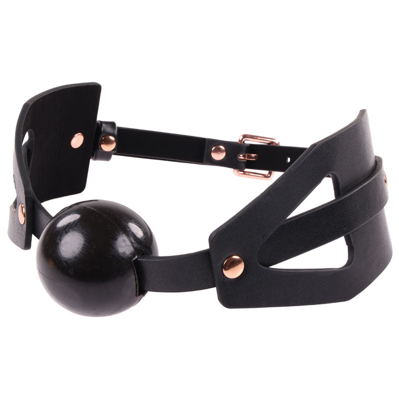 Sex & Mischief Brat Ball Gag Black/Rose Gold Mouth Restraint