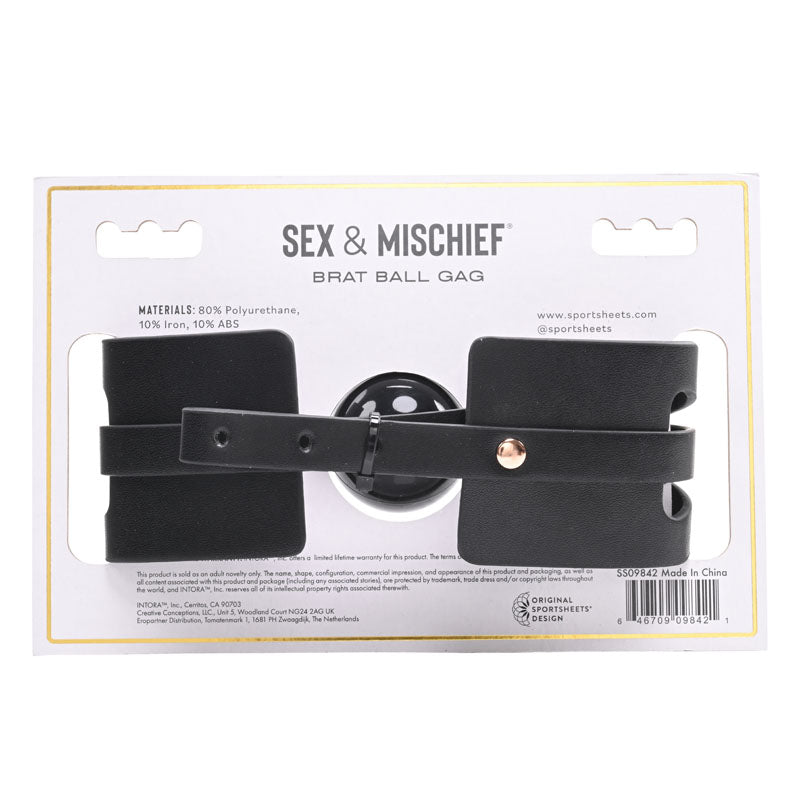 Sex & Mischief Brat Ball Gag Black/Rose Gold Mouth Restraint