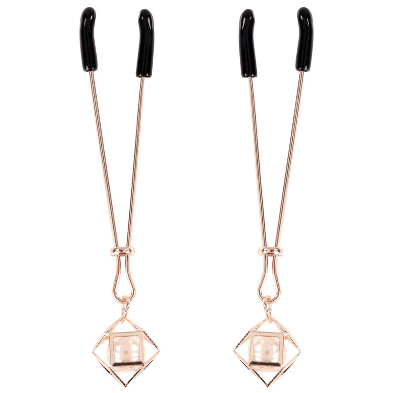 Sex & Mischief Brat Pearl Nipple Clips Rose Gold Set Of 2