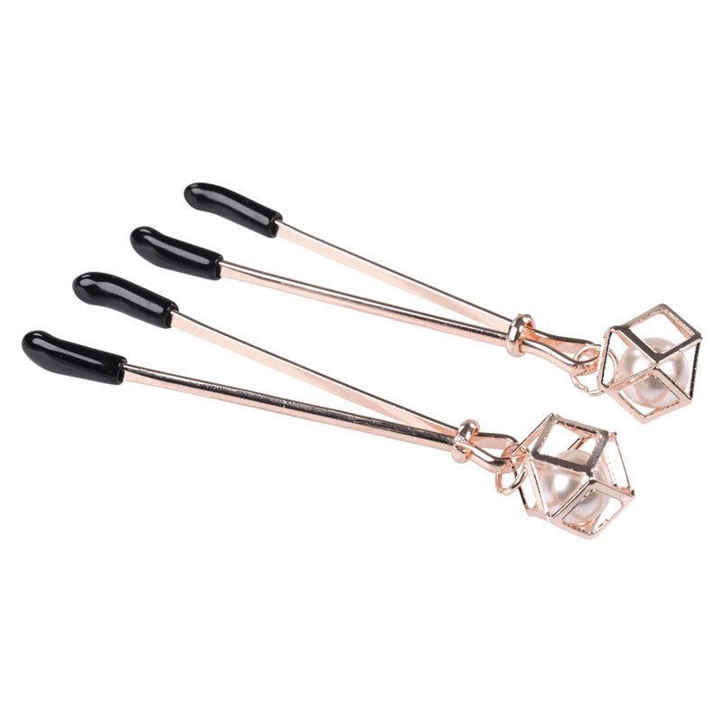 Sex & Mischief Brat Pearl Nipple Clips Rose Gold Set Of 2
