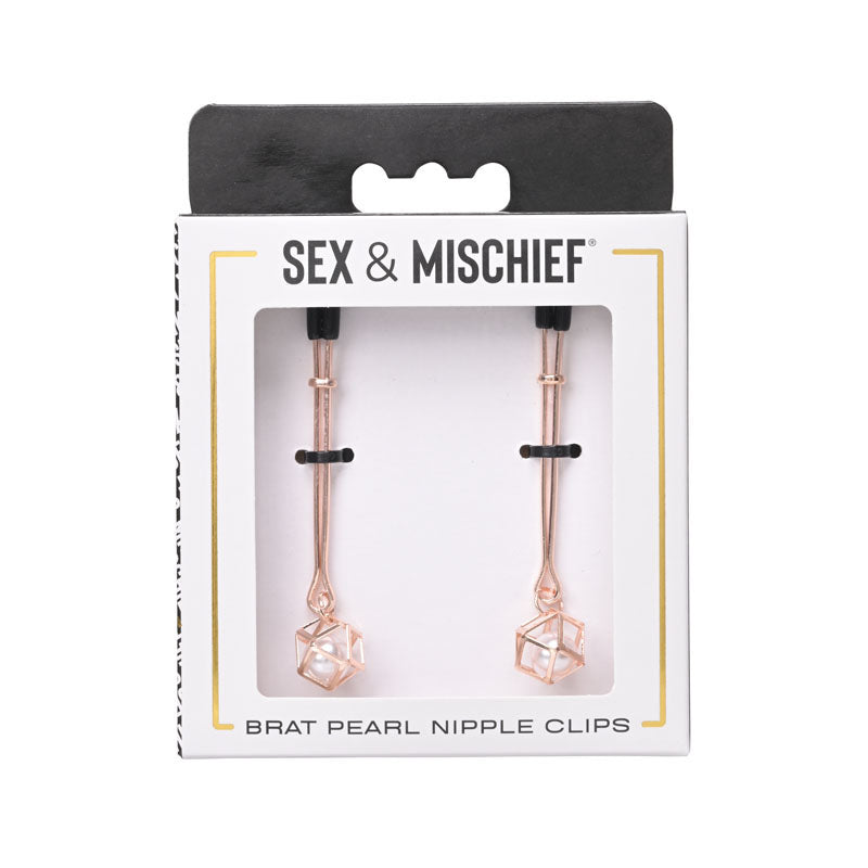 Sex & Mischief Brat Pearl Nipple Clips Rose Gold Set Of 2