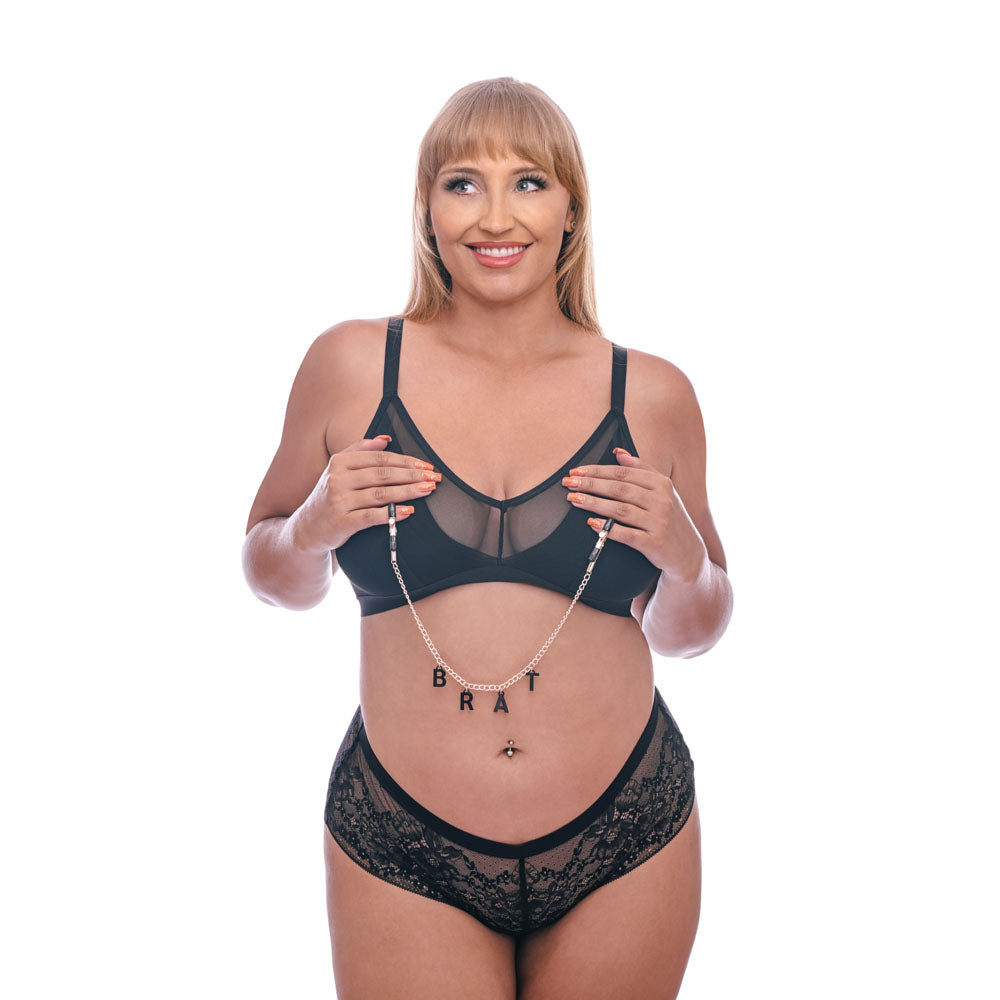 Sex & Mischief Brat Charmed Nipple Clamps Rose Gold Nipple Clamps With 45 Cm Chain