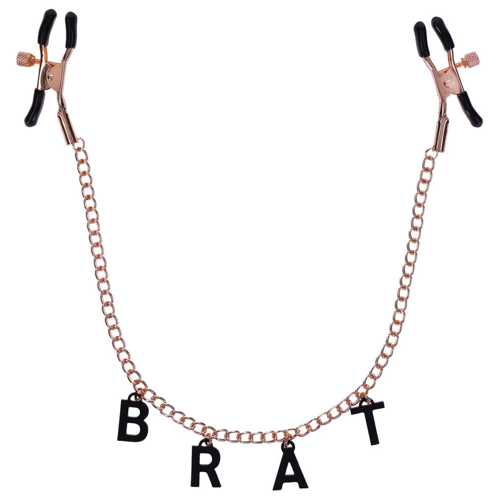 Sex & Mischief Brat Charmed Nipple Clamps Rose Gold Nipple Clamps With 45 Cm Chain