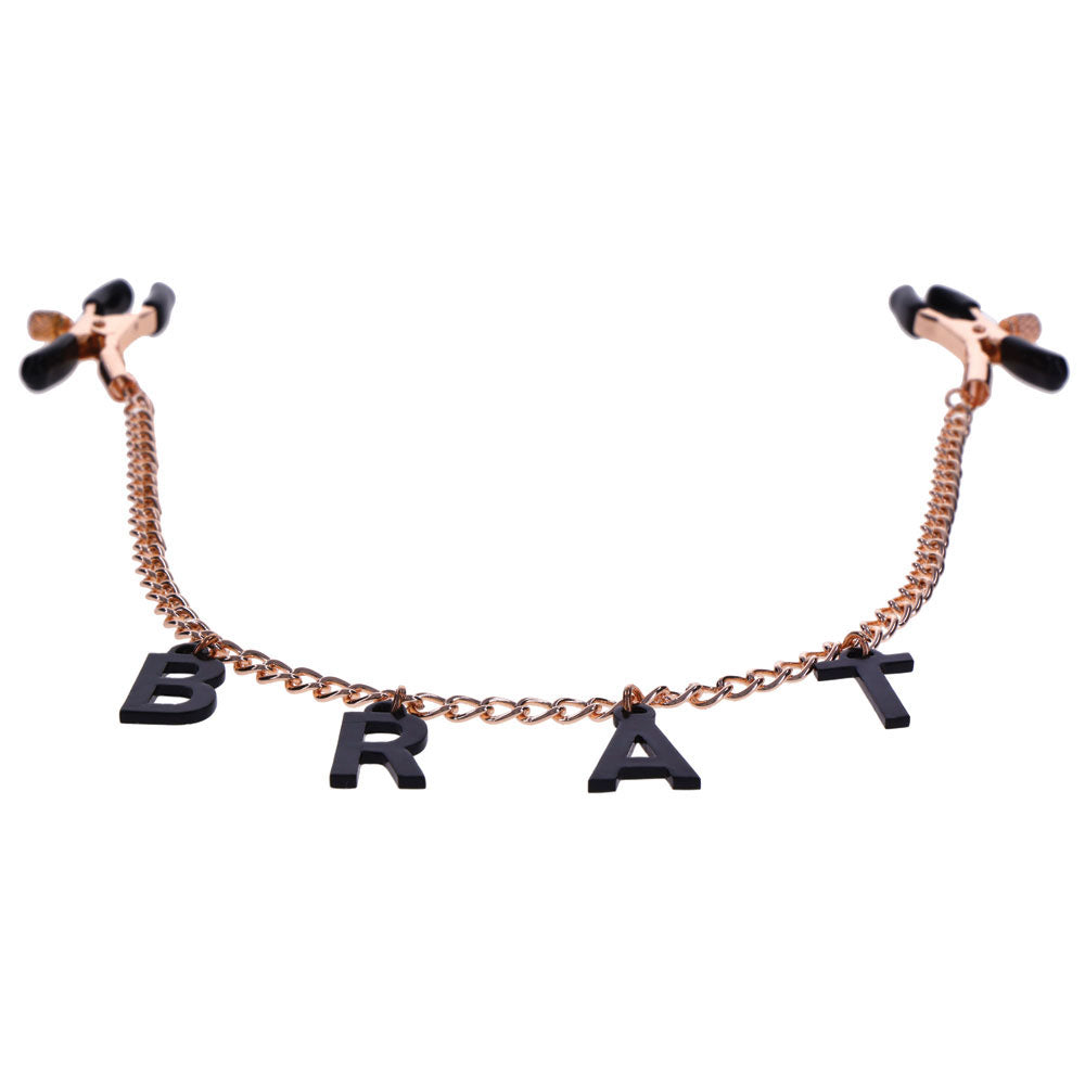 Sex & Mischief Brat Charmed Nipple Clamps Rose Gold Nipple Clamps With 45 Cm Chain