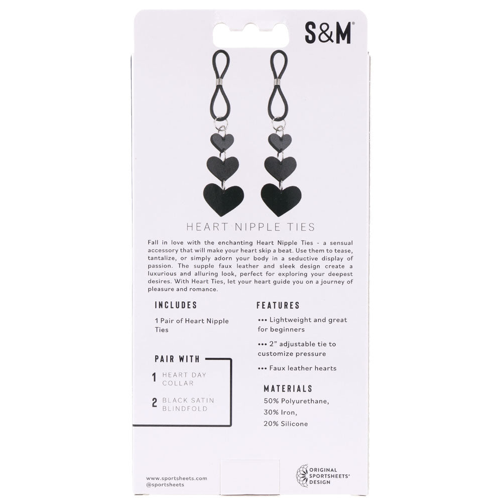 Sex & Mischief Heart Nipple Ties Black Nipple Restraints Set Of 2