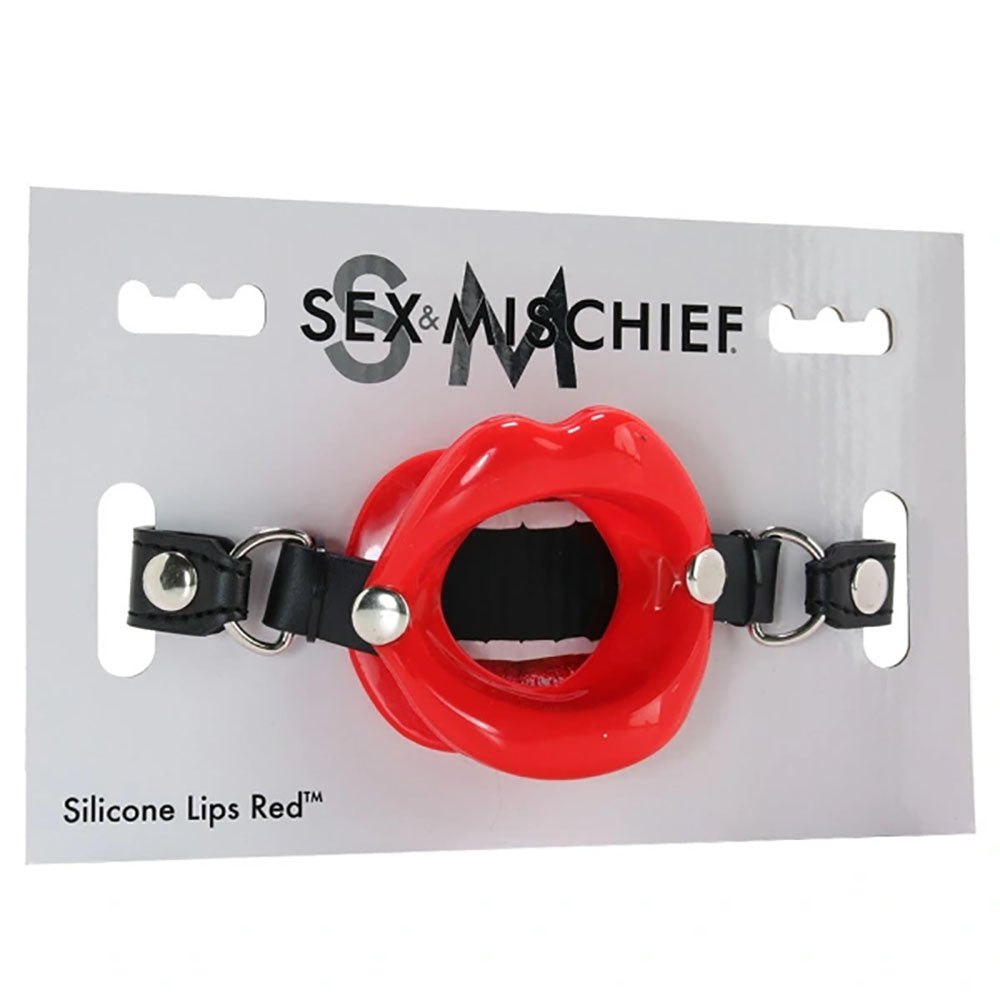 Sex & Mischief Silicone Lips Mouth Gag Red Red Mouth Restraint
