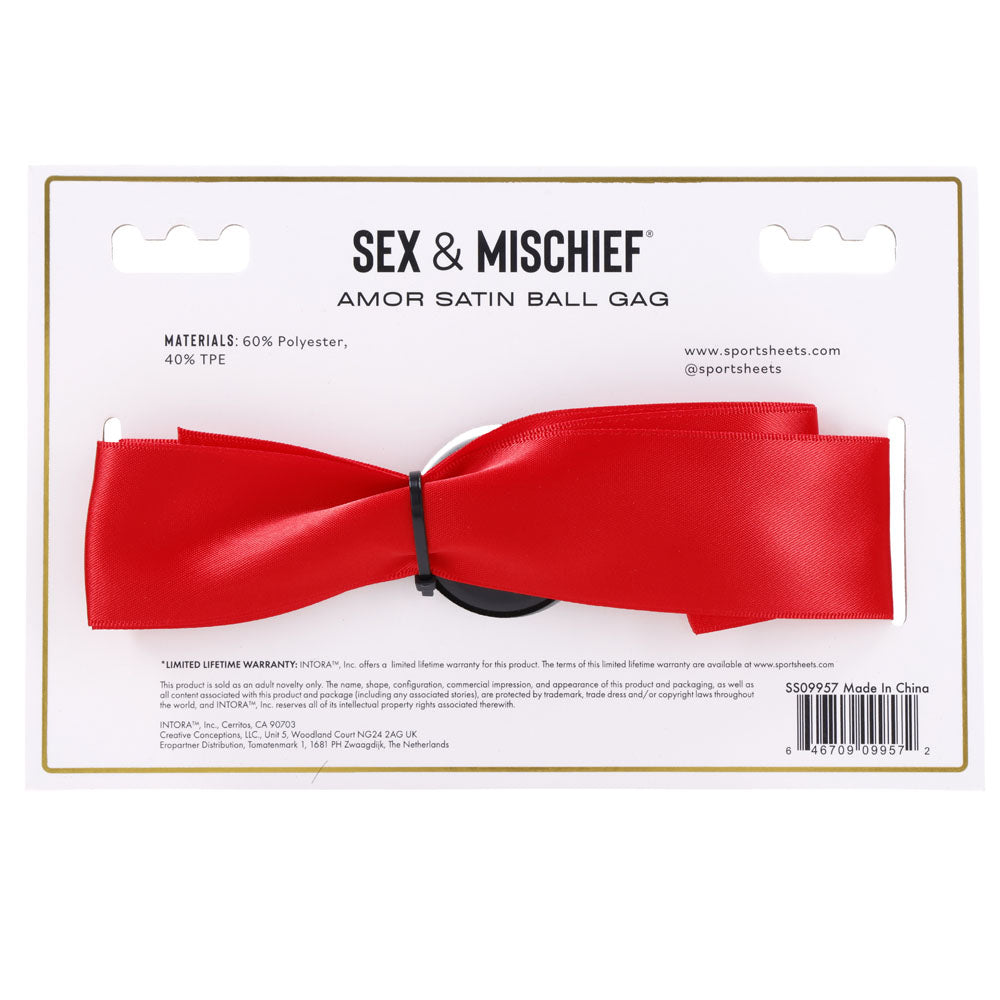 Sex & Mischief Amor Satin Ball Gag Red/Black Mouth Restraint