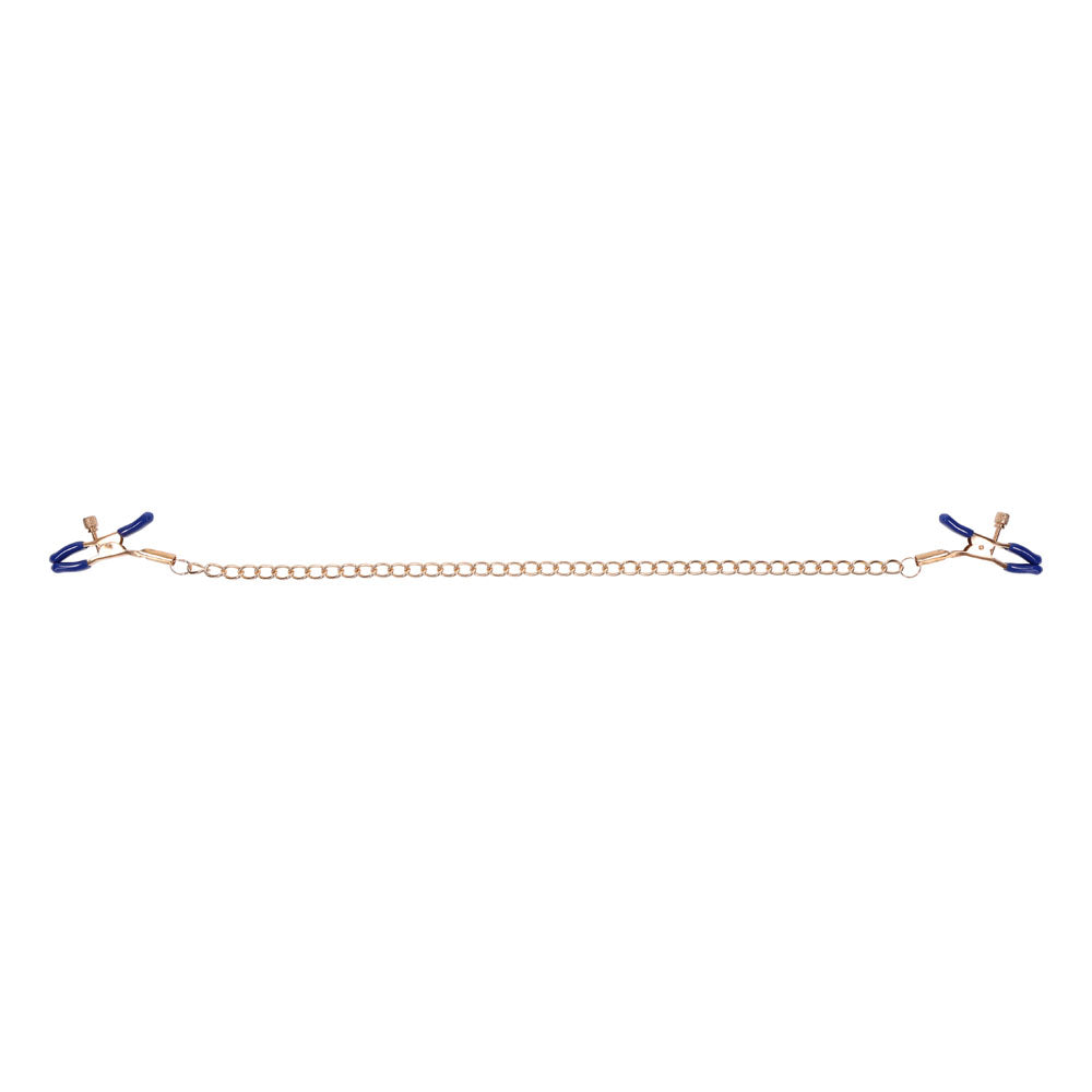Sex & Mischief Cougar Chained Nipple Clamps Gold Nipple Clamps With Cougar Chain