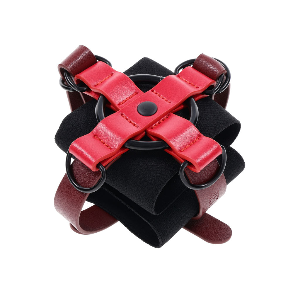 S&M Exs & Ohs Cross Cuffs Red/Black Restraints