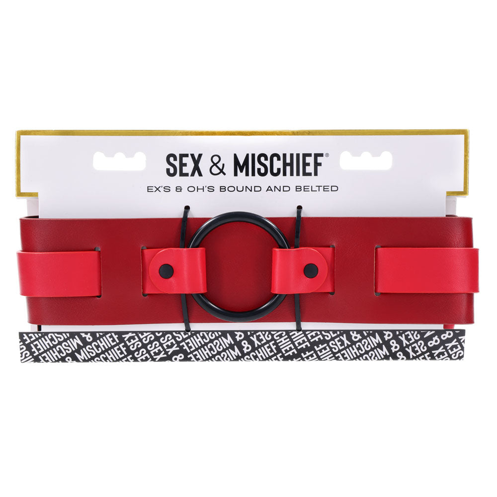 S&M Exs & Ohs Bound And Belted Red Bondage Belt