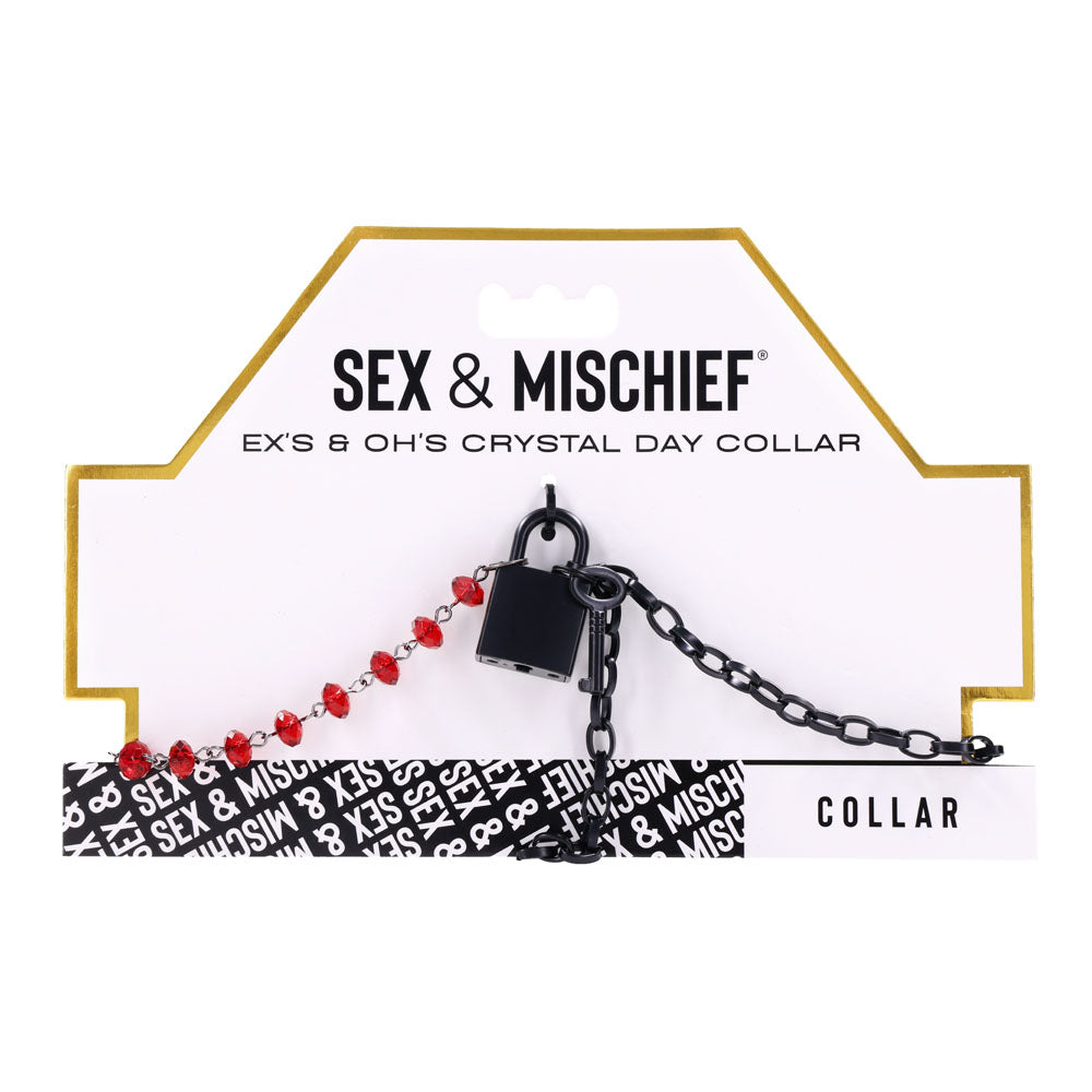 S&M Exs & Ohs Crystal Day Collar Red/Black Collar Jewellery