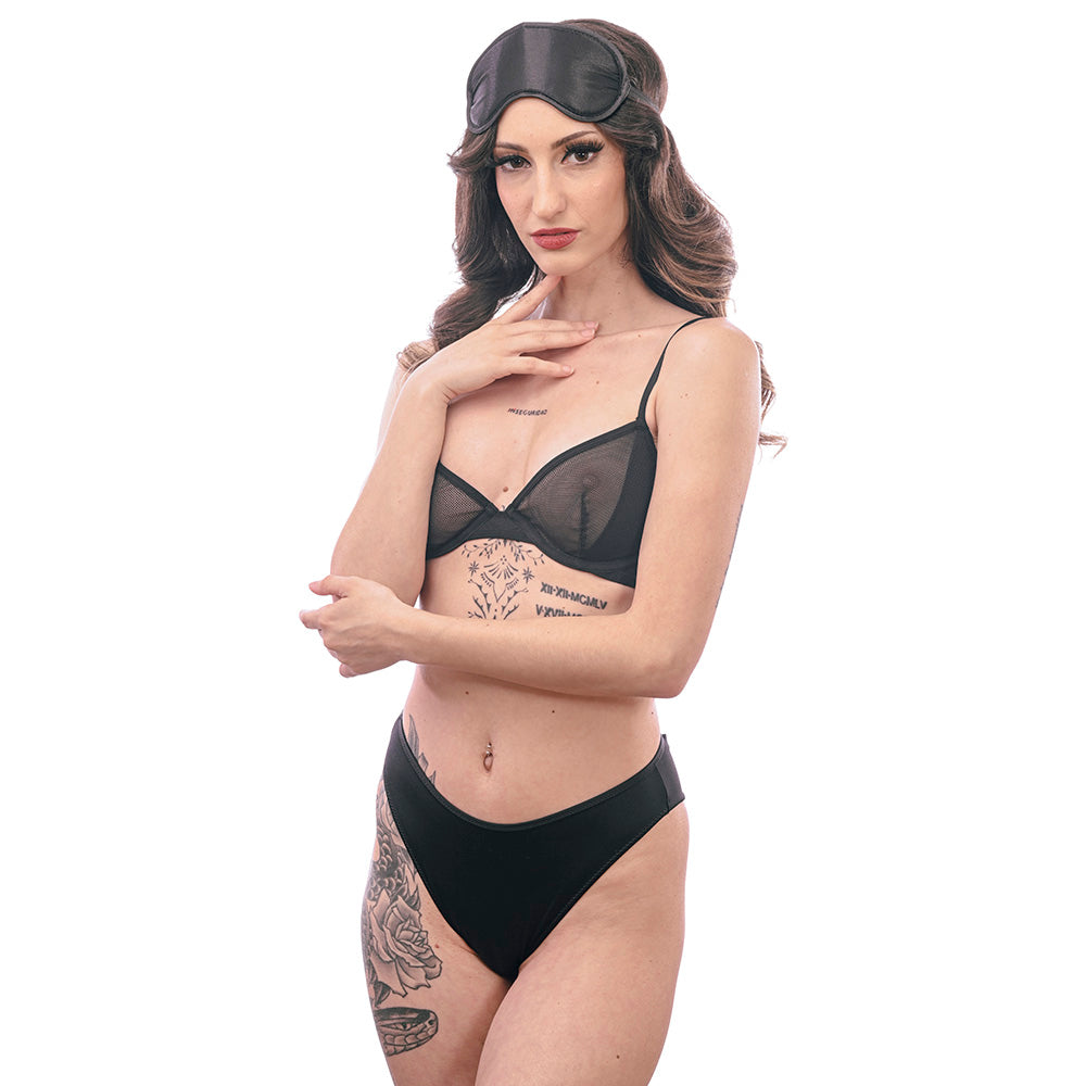 Sex & Mischief Satin Blindfold Black Black Blindfold