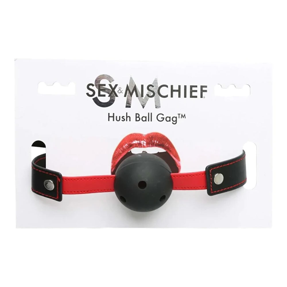 Sex & Mischief Hush Ball Gag Black/Red Mouth Restraint