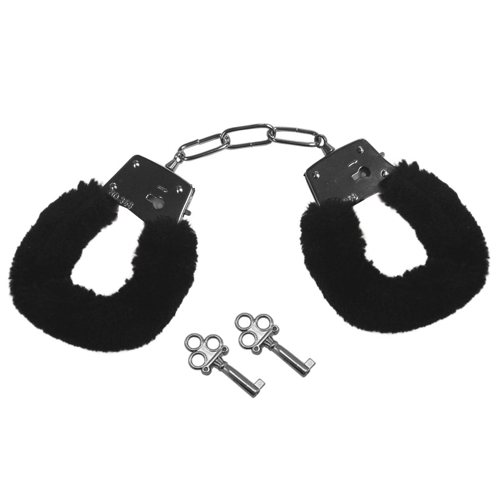 Sex & Mischief Furry Handcuffs Black Black Restraints