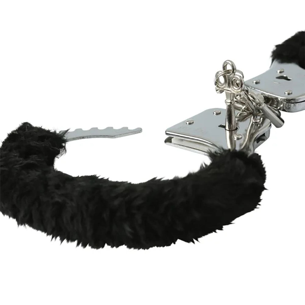 Sex & Mischief Furry Handcuffs Black Black Restraints