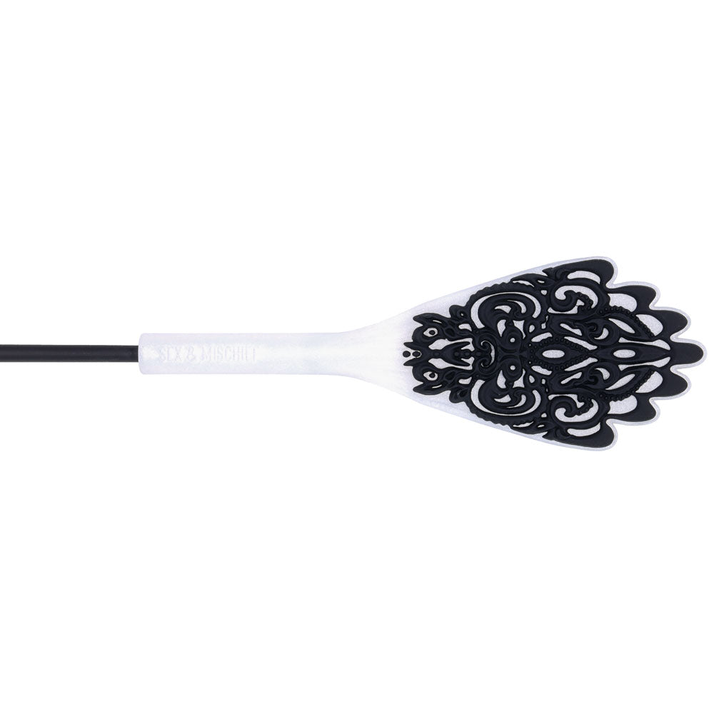 Sex & Mischief Lace Silicone Crop Black/White 50 Cm Crop Whip