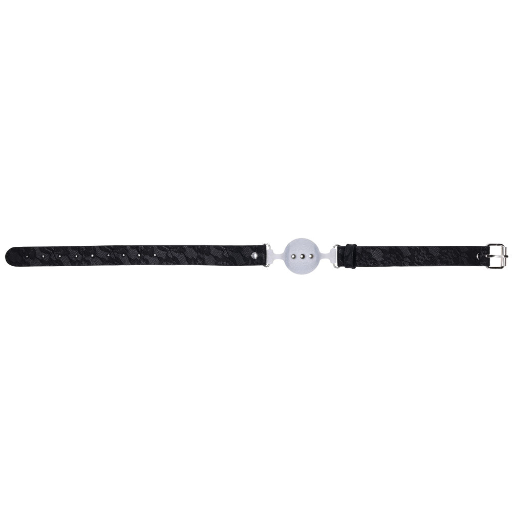 Sex & Mischief Lace Silicone Breathable Ball Gag Black/Grey Mouth Restraint