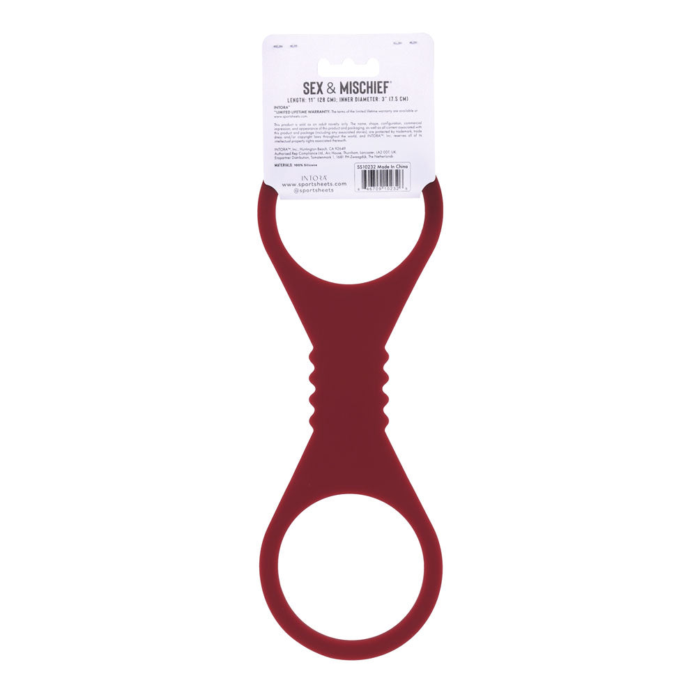 Sex & Mischief Enchanted Large Silicone Cuffs Burgundy Large Restraints