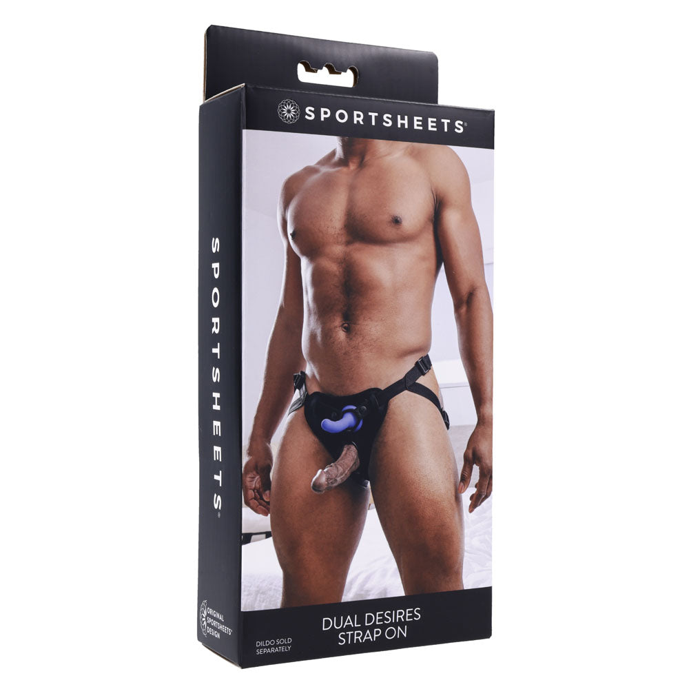 Sportsheets Dual Desires Strap On Black Adjustable Strap On Harness (No Probe Included)