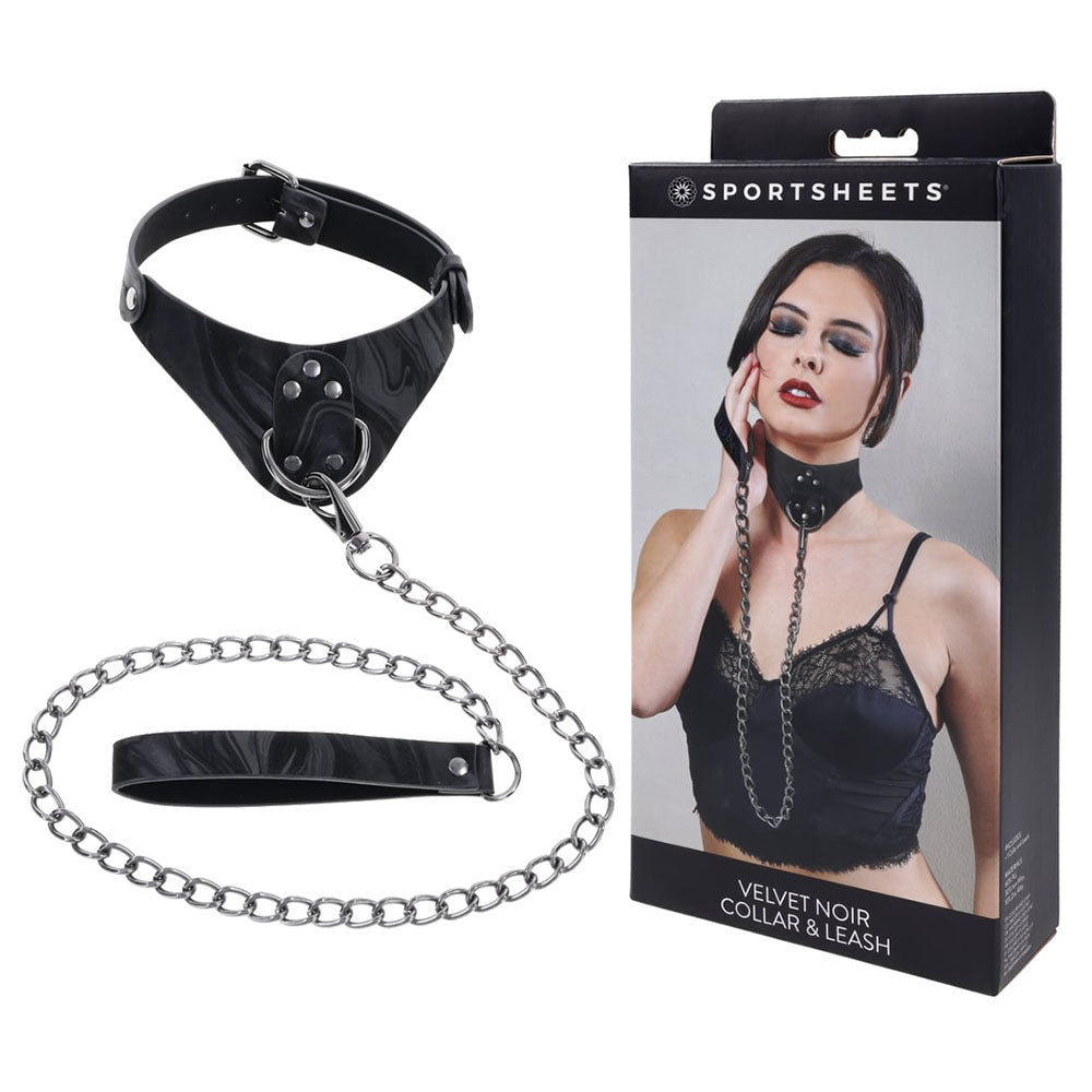 Sportsheets Velvet Noir Collar & Leash Black Restraint & Leash