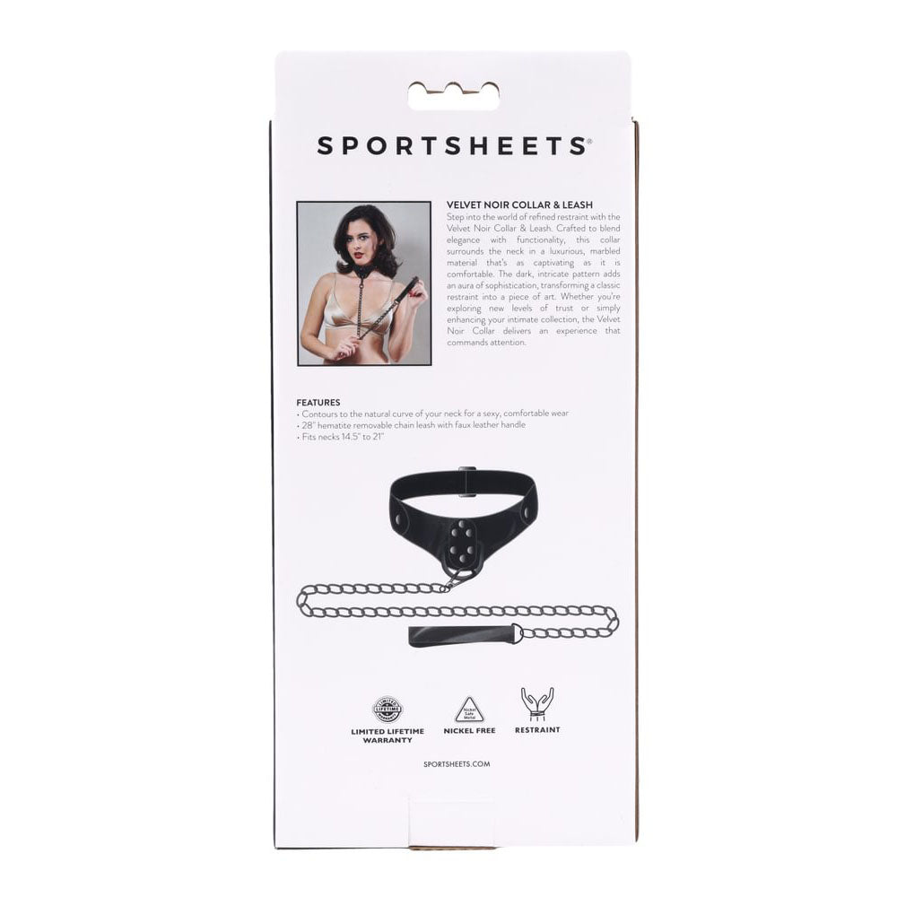 Sportsheets Velvet Noir Collar & Leash Black Restraint & Leash