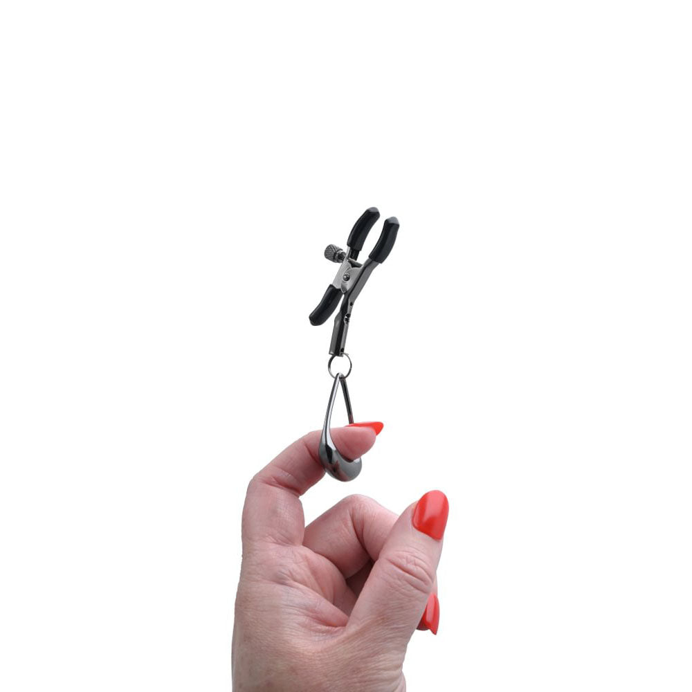 Sportsheets Velvet Noir Tuggable Nipple Clamps Gunmetal Adjustable Nipple Restraints