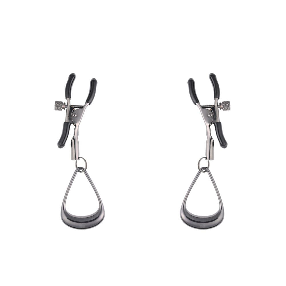 Sportsheets Velvet Noir Tuggable Nipple Clamps Gunmetal Adjustable Nipple Restraints