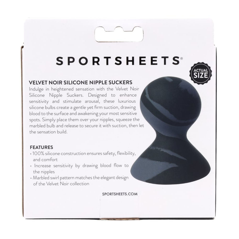 Sportsheets Velvet Noir Silicone Nipple Suckers Black/Grey Nipple Suckers Set Of 2