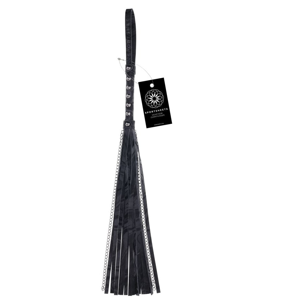 Sportsheets Velvet Noir Chain Flogger Black 43 Cm Flogger Whip
