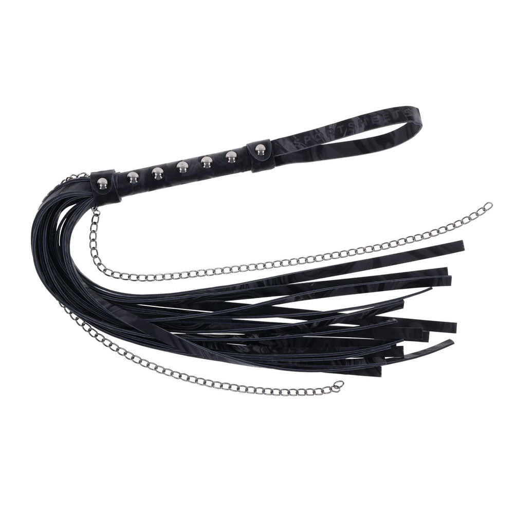 Sportsheets Velvet Noir Chain Flogger Black 43 Cm Flogger Whip