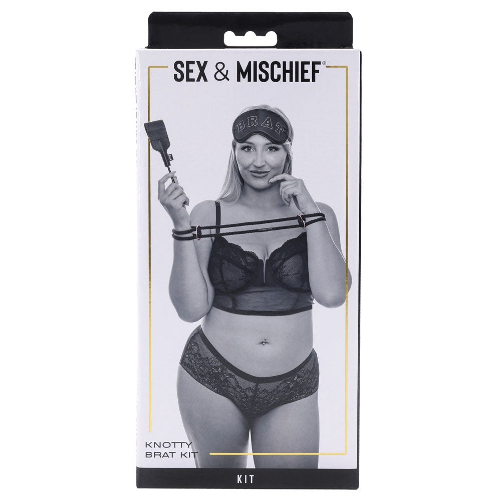 Sex & Mischief Knotty Brat Kit Black Bondage Kit 3 Piece Set