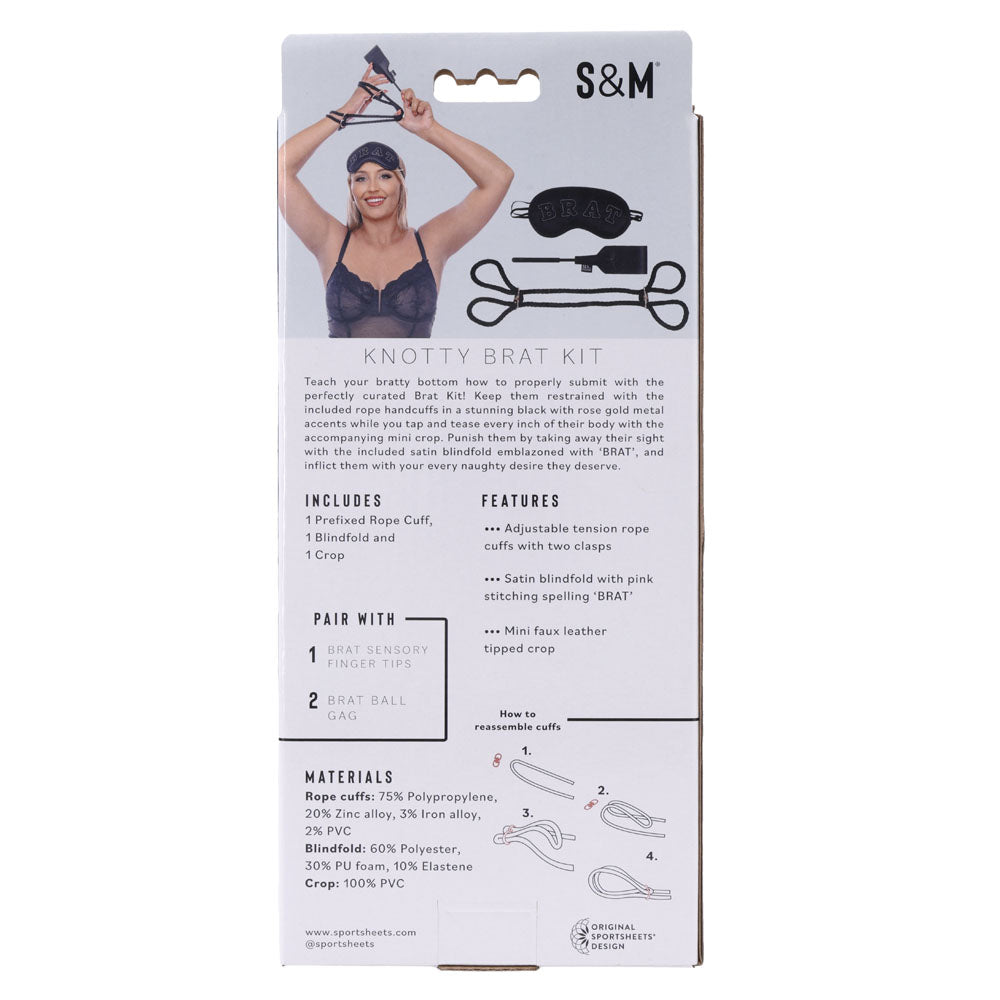 Sex & Mischief Knotty Brat Kit Black Bondage Kit 3 Piece Set