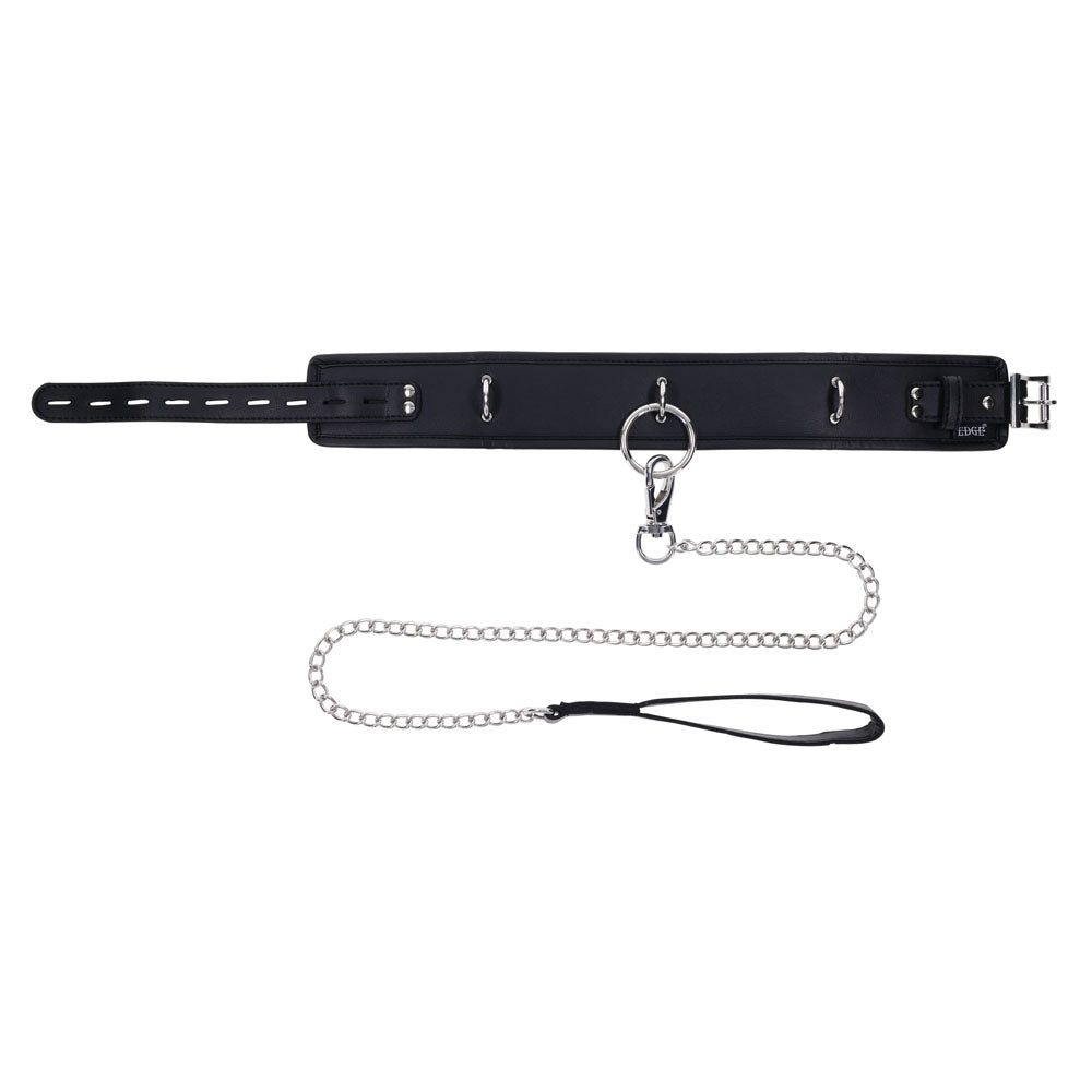 Edge Collar & Leash Black Neck Restraint With Heavy Duty Metal Leash