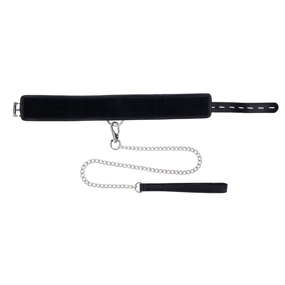 Edge Collar & Leash Black Neck Restraint With Heavy Duty Metal Leash