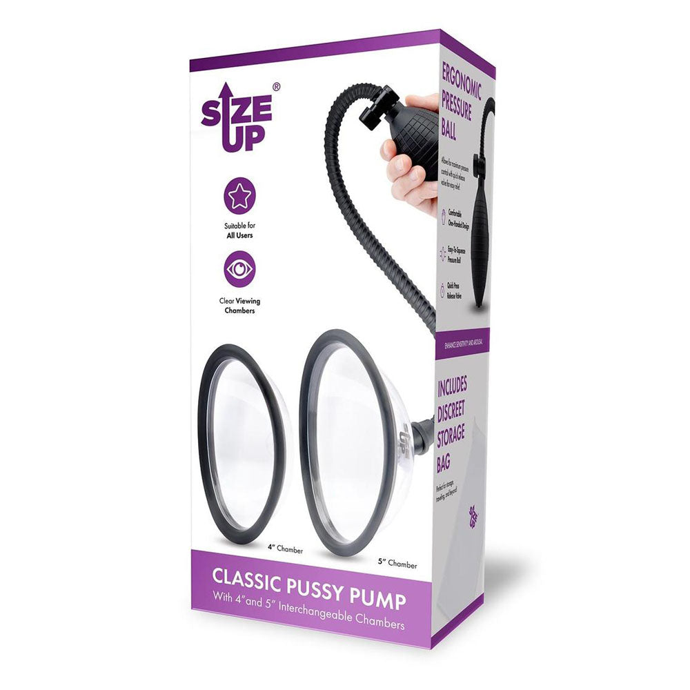 Size Up Classic Pussy Pump With 2 Chambers Vagina Pump With 2 Interchangeable Chambers