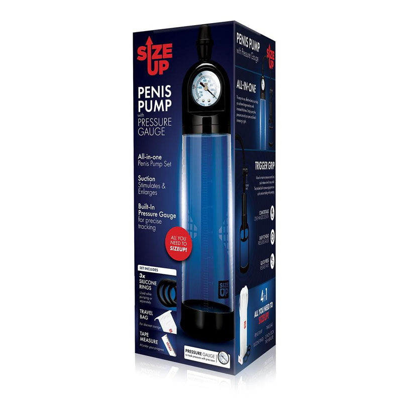 Size Up Penis Pump With Pressure Gauge Clear Penis Pump