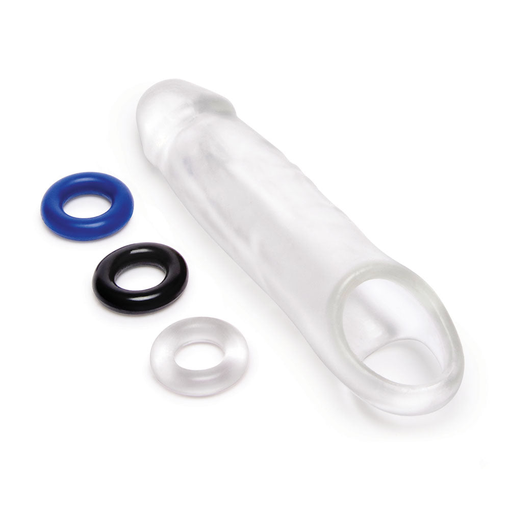 Size Up 1 Inch See Thru Penis Extender With Ball Loop Clear 2.5 Cm (1'') Penis Extension Sleeve