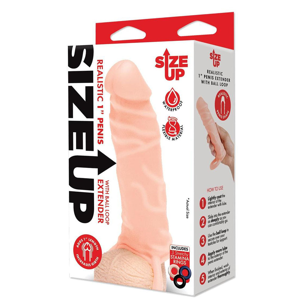 Size Up Realistic 1 Inch Penis Extender Flesh Flesh 2.5 Cm (1'') Penis Extension Sleeve